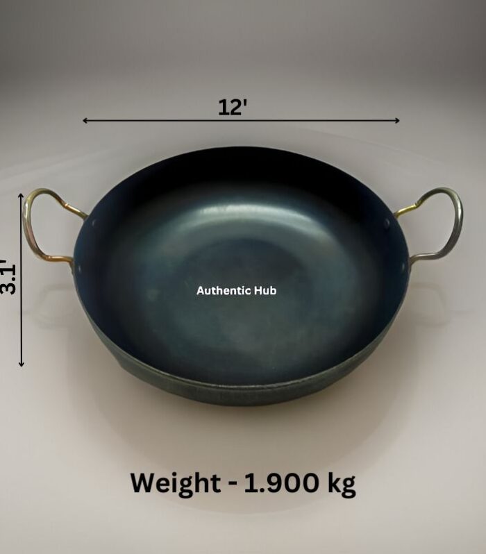 12 inch iron kadai with steel handle