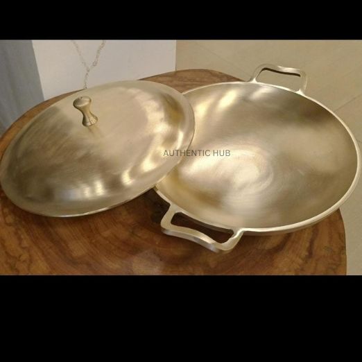 Indian Handcrafted Bronze Pan With Lid- 9.5 Inch