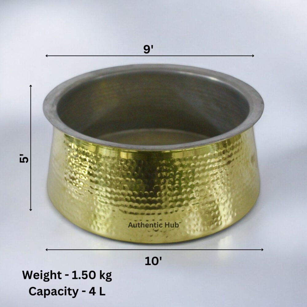 Indian Handcrafted Brass Handi- 4 Liter - Image 3