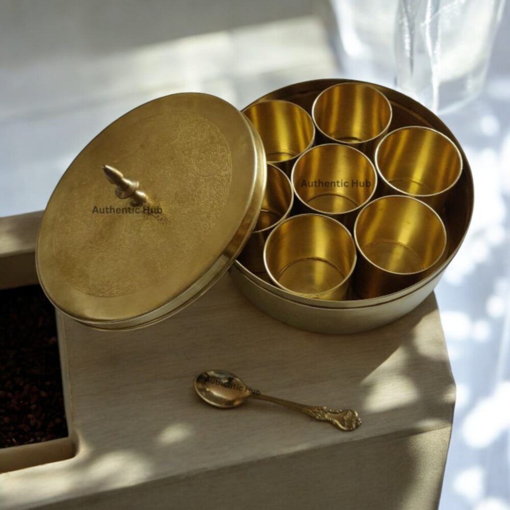 Indian Handcrafted Round Spice Box - Image 3