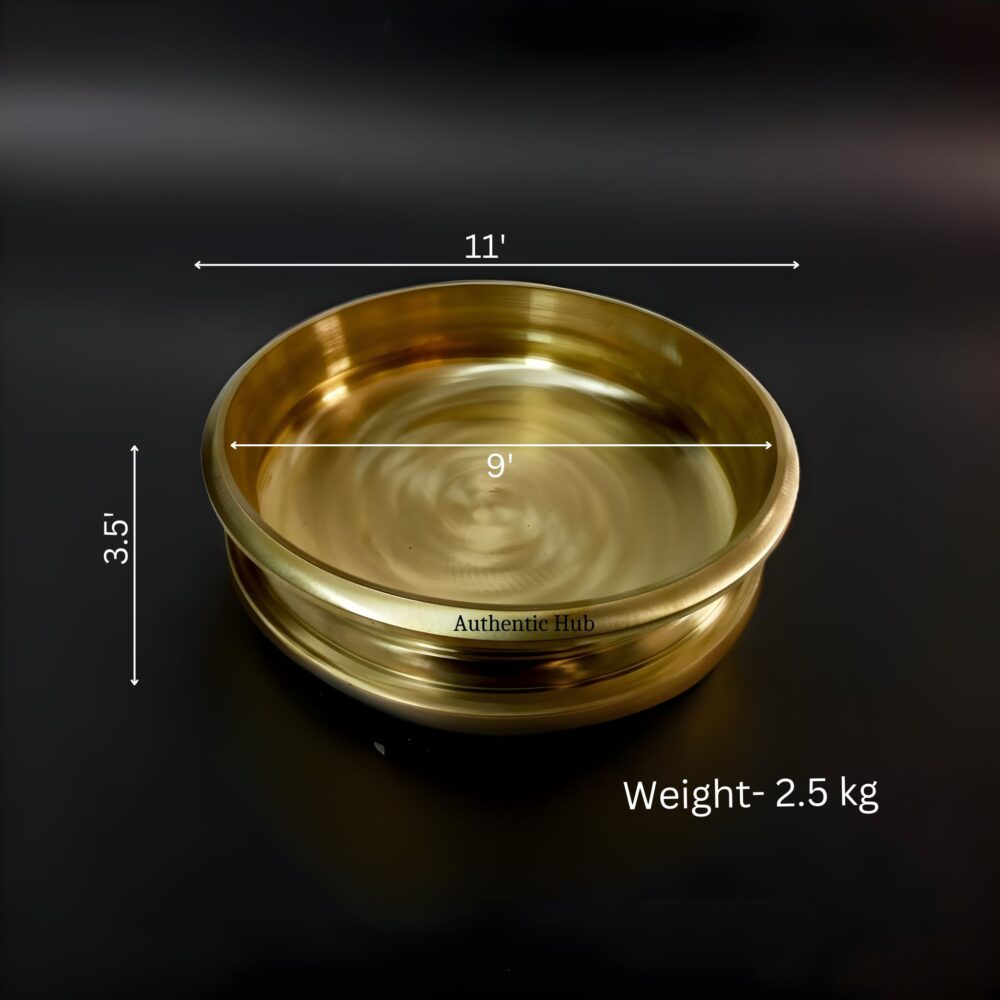 Handmade Bronze Urli, Cooking Pot- 9 Inch - Image 4