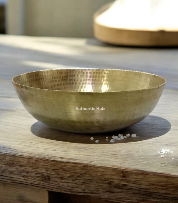 Brass Hammered Kadai without Handle- 10 Inch