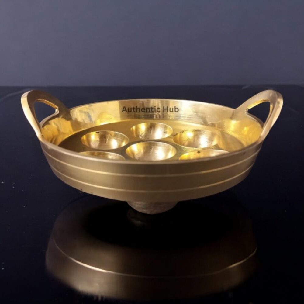 Indian Handcrafted Bronze Paniyaram Pan- 7 pits - Image 2