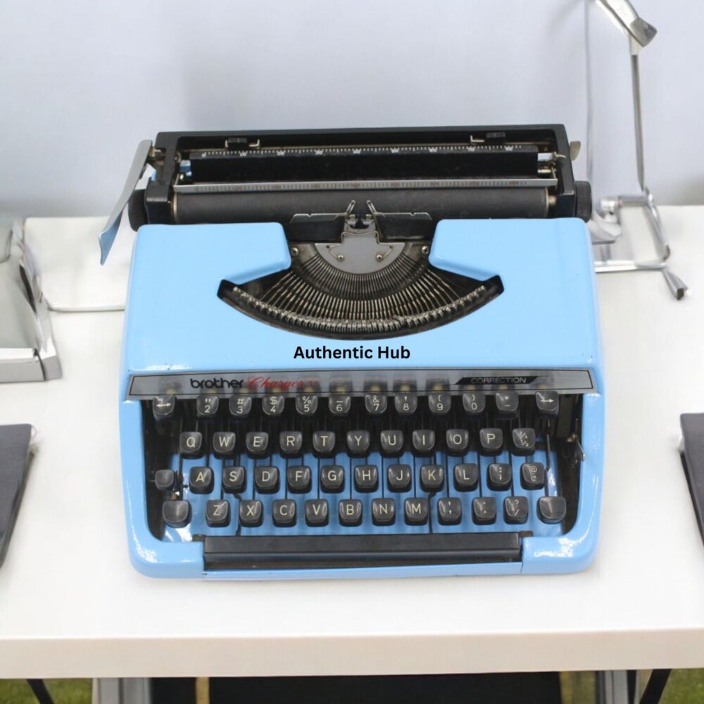Manual Typewriter – Blue Brother Deluxe 220, Vintage Portable Working Typemachine, Retro Gift | AUTHENTIC HUB