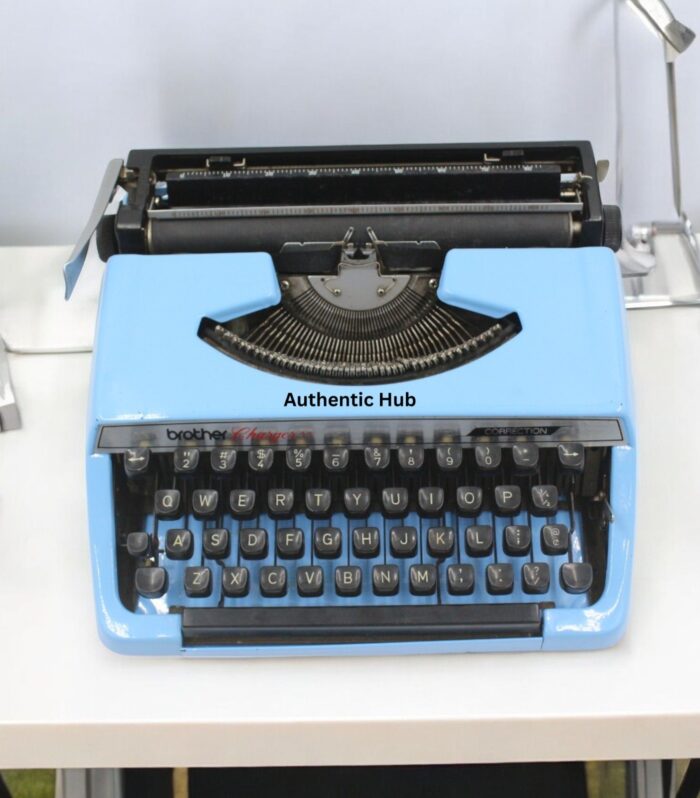 Manual Typewriter – Blue Brother Deluxe 220, Vintage Portable Working Typemachine, Retro Gift | AUTHENTIC HUB