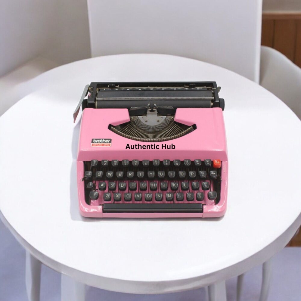 Portable Manual Typewriter – Pink Brother Deluxe 220, Vintage Working Typemachine, Retro Gift | AUTHENTIC HUB