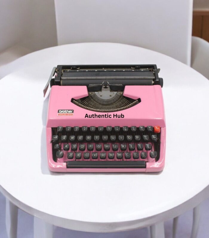 Portable Manual Typewriter – Pink Brother Deluxe 220, Vintage Working Typemachine, Retro Gift | AUTHENTIC HUB