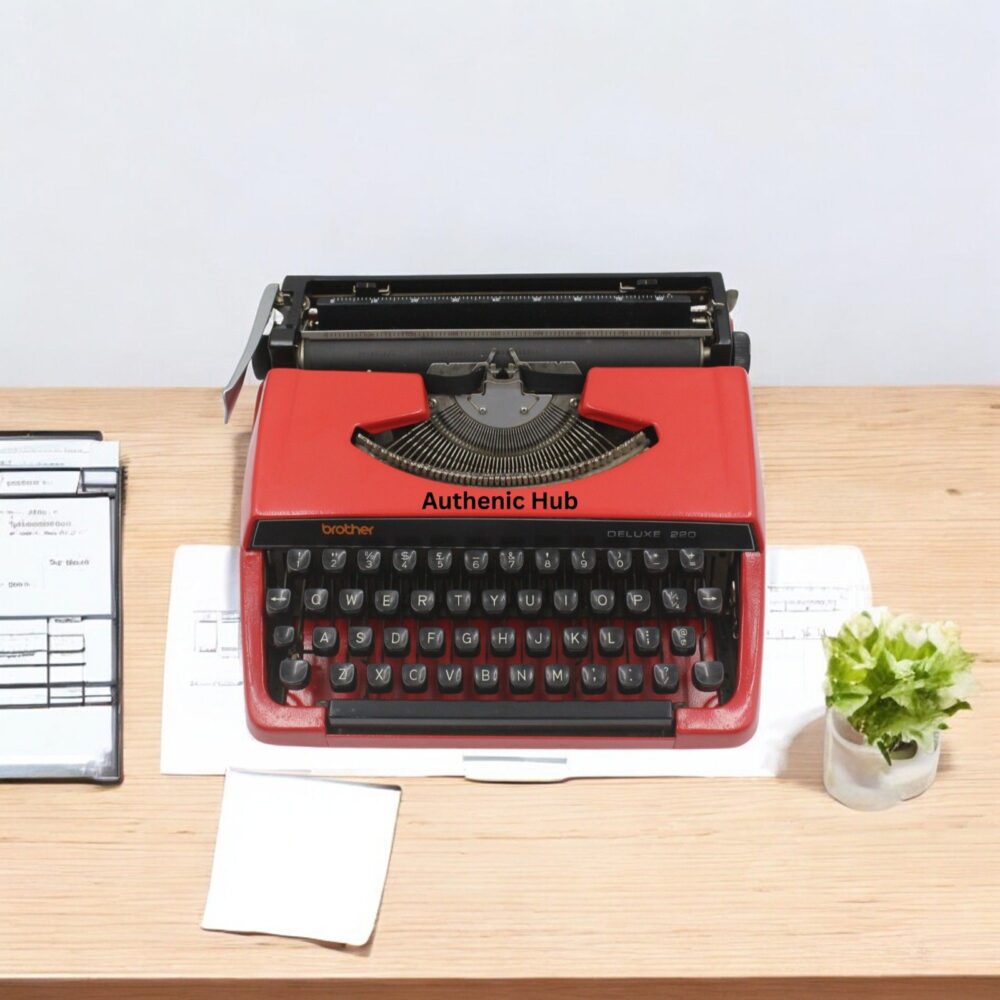 Portable Manual Typewriter – Red Brother Deluxe 220, Vintage Working Typemachine, Retro Gift | AUTHENTIC HUB