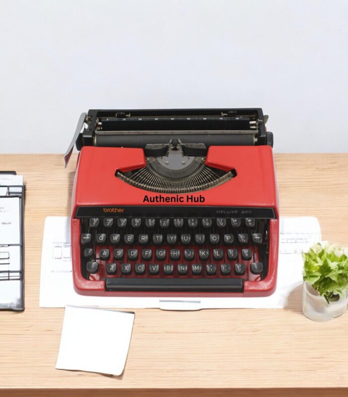 Portable Manual Typewriter – Red Brother Deluxe 220, Vintage Working Typemachine, Retro Gift | AUTHENTIC HUB
