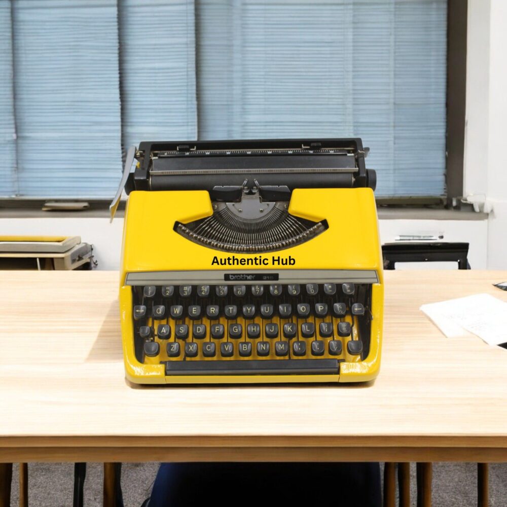 Portable Manual Typewriter – Yellow Brother Deluxe 220, Vintage Working Typemachine, Retro Gift | AUTHENTIC HUB