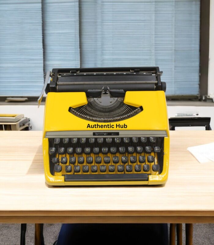 Portable Manual Typewriter – Yellow Brother Deluxe 220, Vintage Working Typemachine, Retro Gift | AUTHENTIC HUB