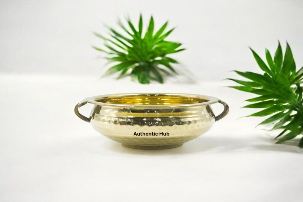 Indian Handcrafted Decorative Brass Urli- 7 inch - Image 2