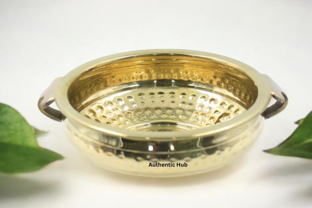 Indian Handcrafted Decorative Brass Urli- 7 inch - Image 5