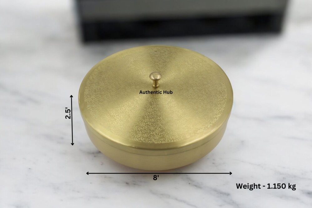 Handcrafted Pure Brass Spice Box- 8 Inch - Image 4