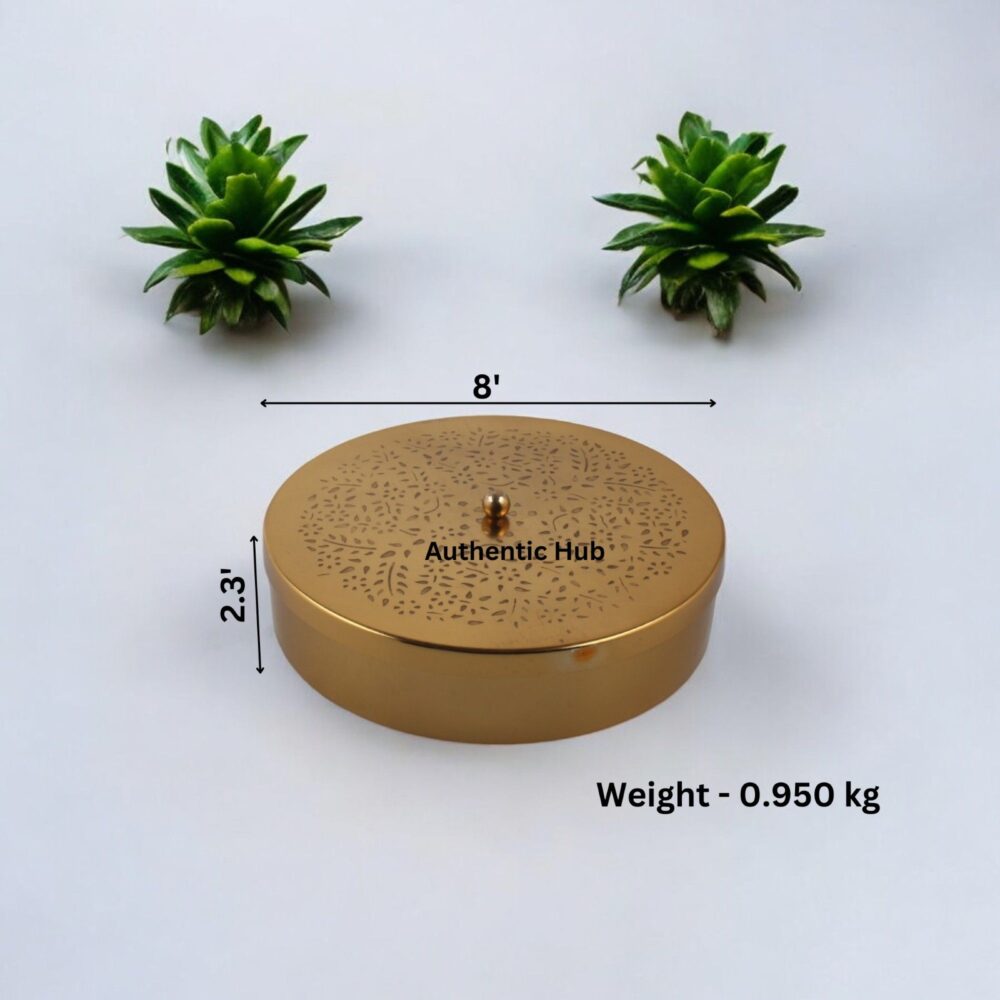 Indian Brass Jali Spice box- 8 Inch - Image 3