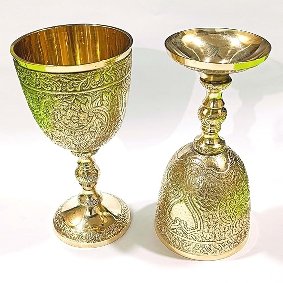 Brass wine glass set of 2- Capacity 250 ML
