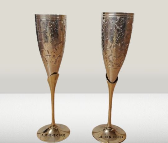 Brass wine glass set of 8