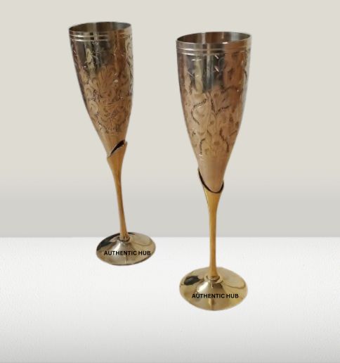 Brass wine glass set of 3