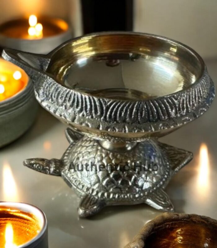 Brass 3 inch turtle diya set of 10