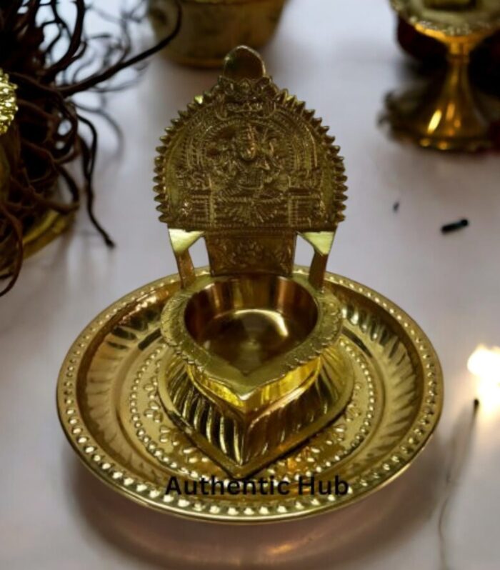 Brass 5.1 inch diya with plate