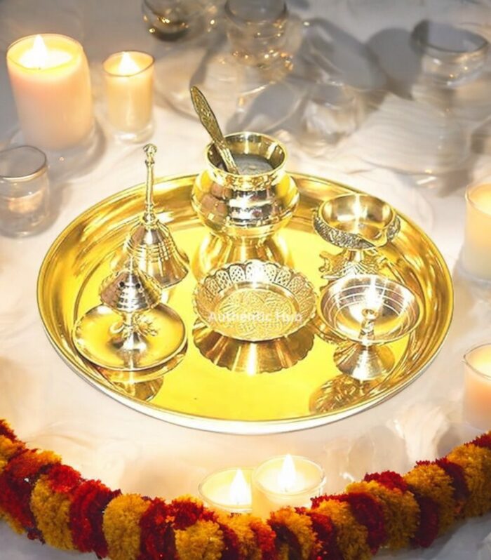 Brass thali set 8 pcs