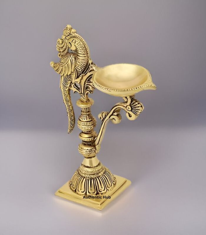 Brass 8 inch Peacock Diya Stand