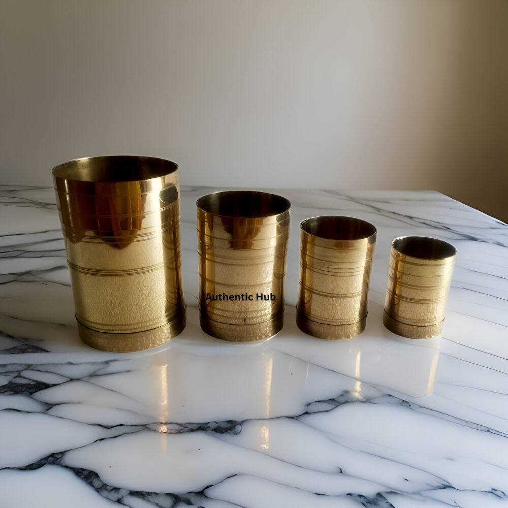 Set of 4 brass measring cup
