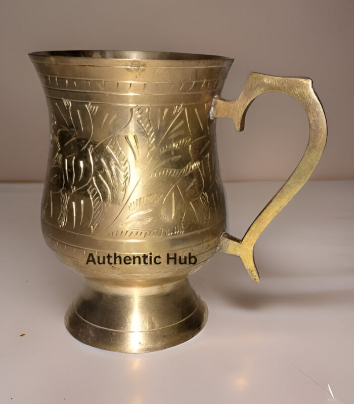 Brass engraved mug with handle